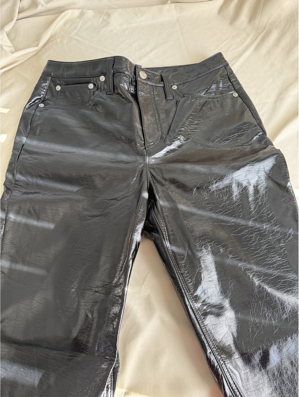 J.Crew Patent Faux Leather Pants Black Size 28 NWT